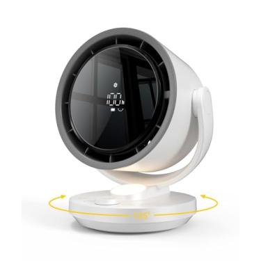 Imagem de let'me Ventilador de mesa, ventilador de mesa de 100 velocidades com visor digital, ventilador de bateria recarregável com luz noturna quente, ventilador oscilante e temporizador de 12H, ventilador de