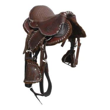 Imagem de Sela De Arco Australiana Marrom De Criança Para Passeio Segura - Couro