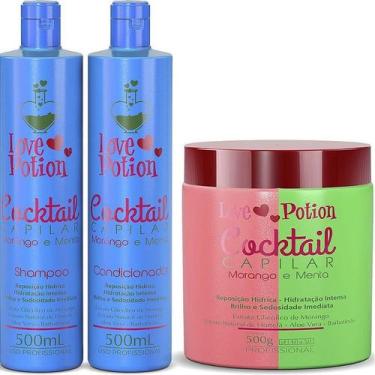 Imagem de Kit morango e menta  - shampoo + máscara + condicionador - love potion