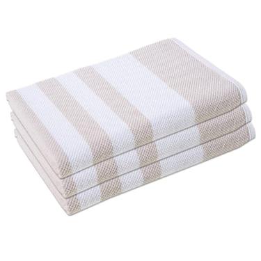 Imagem de 3 Toalha Banho Praia Piscina 430g/m2 Gigante 1,05x1,70 Vr (AREIA BRANCO Bege Claro - LISTRADA PREMIUM MACIA)