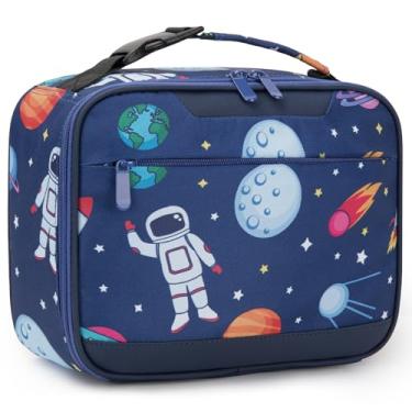 Imagem de Tuwubi Lancheira infantil isolada para crianças pequena lancheira para meninos/meninas lancheira durável para escola, espaço azul escuro 10 latas (6,2L)