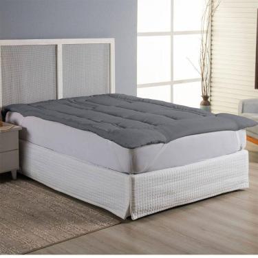 Imagem de Protetor Colchão Pillow Top Casal King Micropercal 400 Fios 100% Poliéster Extra Macio - Cinza