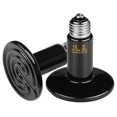 Imagem de HealSmart Lâmpada de calor de réptil 150W pacote com 2 emissores de calor de cerâmica, sem emissão de luz, lâmpadas de calor para animais de estimação anfíbios chocadeira galinheiro incubadora galinha