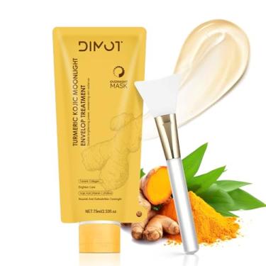 Imagem de Máscara de envolvimento noturna de colágeno de açafrão com retinol - máscara facial hidratante, firmadora e brilhante nutre a pele, refina a textura da pele - Máscara de açafrão com pincel para todas