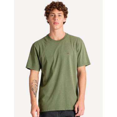Imagem de Camiseta Tommy Jeans Masculina Regular Jersey C-Neck Flag Verde Oliva,