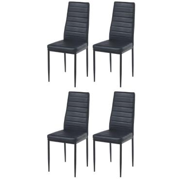 Imagem de Kit 4 Cadeiras V1001 Rivatti 41,5cm Pu Preto-aço Preto
