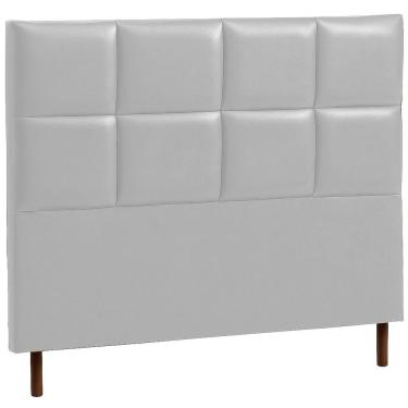Imagem de Cabeceira Estofada Queen Espanha Couro Cinza 160 Cm