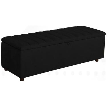 Imagem de Baú Recamier Paris Veludo Preto 140 Cm