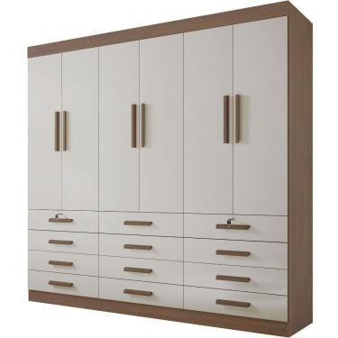 Imagem de Guarda Roupa Mônaco Plus Castanho Off White 6 Portas 12 Gavetas D?doro