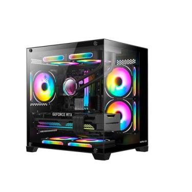 Imagem de Gabinete Gamer Hyrax HGB705, Mini Tower, M-ATX, Frontal e Lateral em V