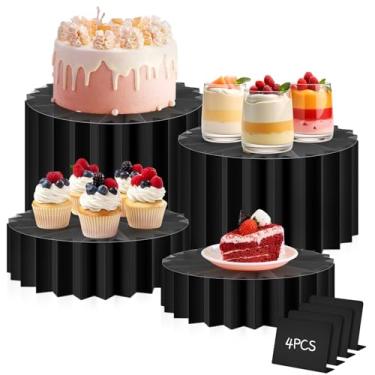 Imagem de Marsui 4 peças de elevação de buffet, expositor de comida para mesa de sobremesa, suporte de mesa de bolo, suporte de acrílico dobrável para bolo, colunas, colunas altas para festas, aniversário