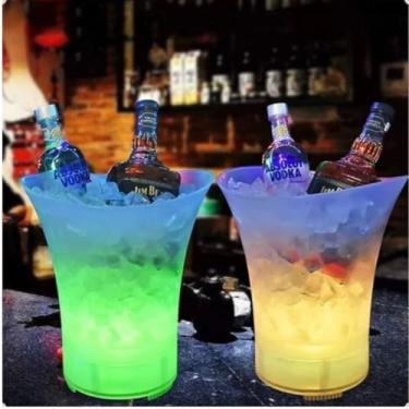 Imagem de Balde De Gelo 7 Litros Acrilico Com Caixa Som Portátil Bluetooth LED Rgb Música Led Balada Festa.