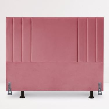 Imagem de Cabeceira Cama Box Estofada Solteiro 90 Cm Elegante Veludo Frame Rosa