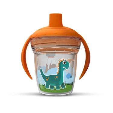 Imagem de Copo Infantil de Transição Dinossauros 170 ml Antivazamento (Laranja)