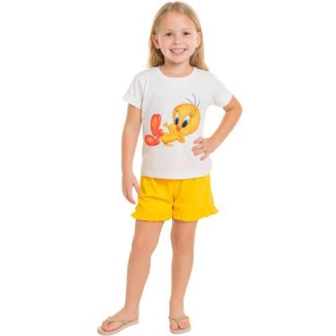 Imagem de Pijama Infantil Menina Estampa Passarinho - MWM, Branco, Amarelo, 06