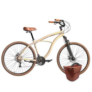 Imagem de Bicicleta BLITZ Aro 29 Terral Beach Cruiser Alumínio SH 21v Freio á Disco + Cestinha e cadeado (Camelo, 18)