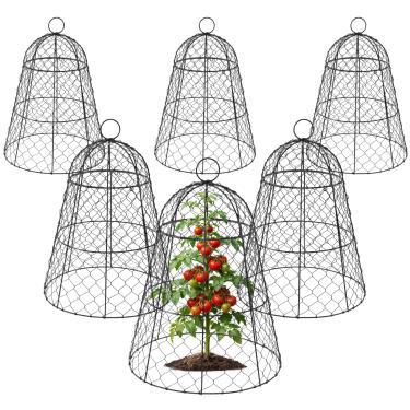 Imagem de FRUITEAM Coberturas de metal para plantas 6 peças, gaiola de jardim resistente para uso externo, proteção animal à prova de ferrugem para vegetais, flores, mudas contra coelhos, esquilos