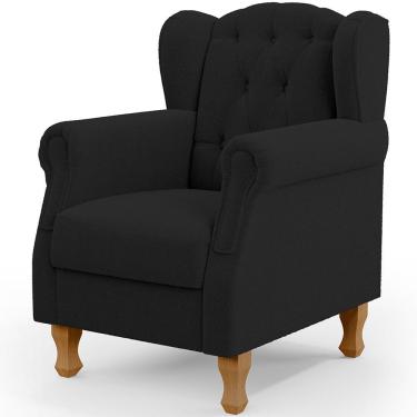 Imagem de Poltrona Decorativa Para Sala de Estar Yara P02 Bouclê Preto - Lyam Decor