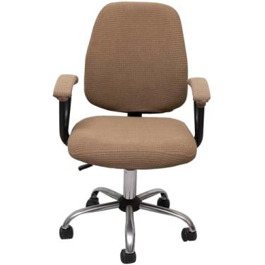 Imagem de Melaluxe Capa para cadeira de escritório com capas de apoio de braço, capa de cadeira de mesa elástica universal, capas para cadeira de computador - café leve