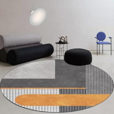 Imagem de Tapete redondo estilo carpete para sala de estar, mesa de centro estampada, cesta de cristal, tapete de veludo, decoração para casa (140 x 140 cm (4,6 x 4,6 pés/SJR-))