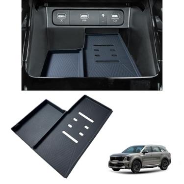 Imagem de Base de carregamento sem fio para acessórios Kia Sorento 2021-2023 2024 2025 console central carregador sem fio tapete protetor antiderrapante almofada isolamento térmico silicone fácil de limpar