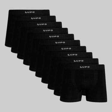 Imagem de Kit 10 Cuecas Lupo Boxer Micromodal Sem Costura 00661, Preto, M
