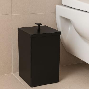 Imagem de Lixeira Quadrada Inox - 7,8L - Preta