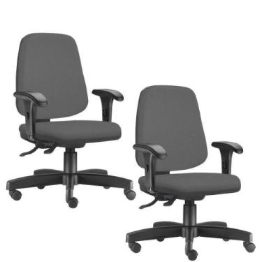Imagem de Kit 2 Cadeiras Giratórias Job Diretor Crepe Cinza - LYAM DECOR