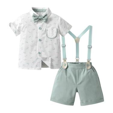 Imagem de Conjunto de roupas Boarnseorl Baby Boys Gentleman Shirt e shorts 6-7Y