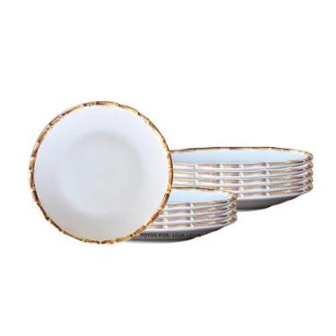 Imagem de Jogo 10 Pratos Sobremesa 20cm Bambu Cerâmica Scalla 1ª Linha