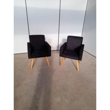 Imagem de Kit 2 Peças Cadeiras Decorativas Nina Recepção Suede Preto Cor: Preto
