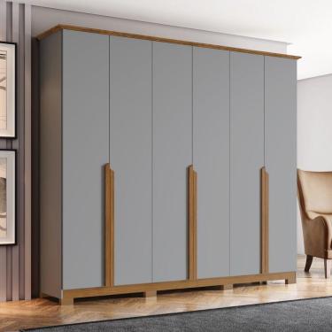 Imagem de Guarda Roupa Casal 6 Portas 6 Gavetas Andréas Henn Cinza Com Nature