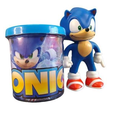 Imagem de Kit Boneco Sonic Azul Articulado 15cm + Caneca 350ml Nº16