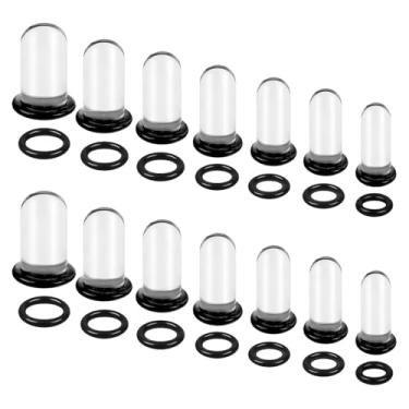 Imagem de WINSENET Kit de alongamento de orelha de vidro de 14 peças de 7,5 a 12 mm para medidores de orelhas com anel de vedação único alargador de vidro, kit de alongamento de orelha expansor de orelha
