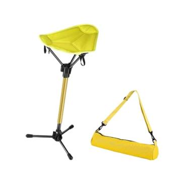 Imagem de YIJU Banquinho de camping confortável com bolsa de transporte, leve e portátil, ideal para camping, praia, churrasco, quintal e viagens, Amarelo