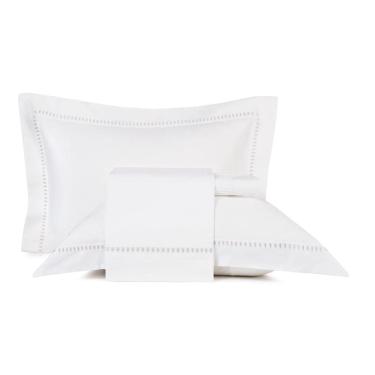 Imagem de Jogo de Cama Queen Altenburg Bordados em Cetim 300 Fios Cerclê Cinza