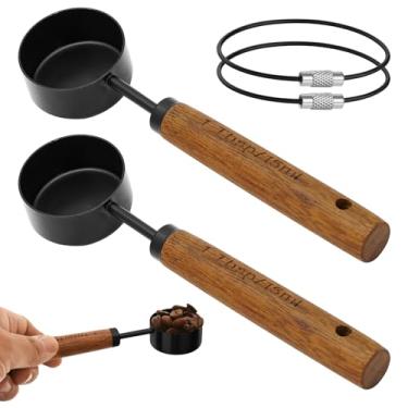 Imagem de Copo medidor de 1/16 com cabo de madeira, colher de medição de aço inoxidável de 15 ml, copos medidores de 1/16 de xícara para assar, cozinhar, ingredientes secos e úmidos para café, chá, leite em pó