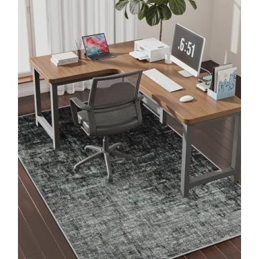 Imagem de chakme Tapete de cadeira de escritório para piso de madeira, 152 x 114 cm, protetor de mesa de computador fácil de deslizar para cadeira de rodinhas embaixo da mesa, suporte antiderrapante, lavagem à