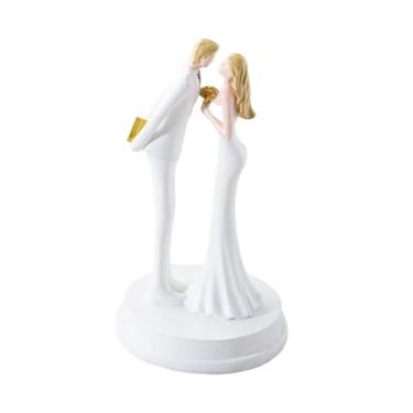 Imagem de IEUDNS Estátua de casal de noivos, estatueta decorativa para mesa, escultura para armário, Branco