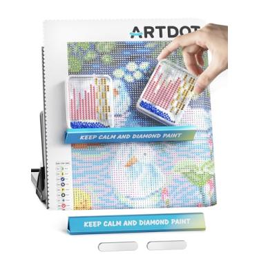 Imagem de ARTDOT Pacote com 2 kits de suporte de bandeja de arte de diamante para adultos, ferramenta de bandeja e acessórios para almofada de luz de pintura de diamante, mesa de desenho de cavalete