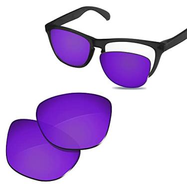 Imagem de Lentes de óculos de sol de substituição Glintbay Precise-Fit para Oakley Frogskins OO9013, Polarized Deep Purple Mirror, Small