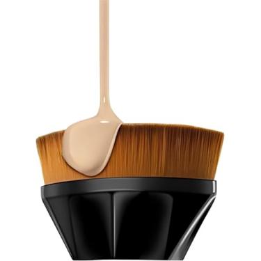 Imagem de Pincel Mágico Reto De Maquiagem Facial Para Base Possui Alta Densidade Formato Hexágono Kabuki Para Misturar Cosméticos De Forma Impecável,Com Estojo de Proteção Portátil