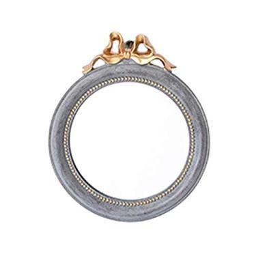 Imagem de WYUYIWH YANXIR Espelho, nórdico pequeno espelho decorativo redondo maquiagem espelho de parede criativo bolso compacto espelho para quarto sala de estar mesa