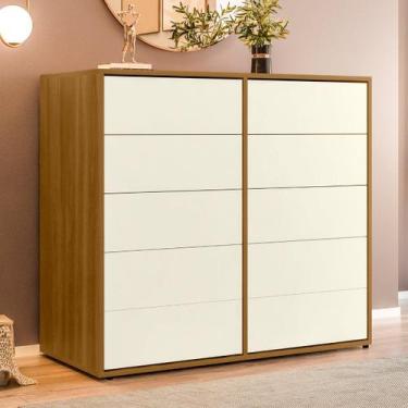 Imagem de Cômoda Para Quarto 10 Gavetas Melinda Freijó/Off White - DRD, Freijó/O