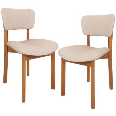 Imagem de Kit 02 Cadeiras Para Sala De Jantar Cozinha Living Estofada Dara L02 Linho Bege - Lyam Decor