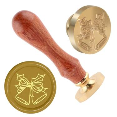 Imagem de Carimbo de lacre de cera de Natal carimbo de vedação de latão e uma alça de madeira carimbos cabeça para cartões de natal convites de festa carta envelope cartões de felicitações presentes