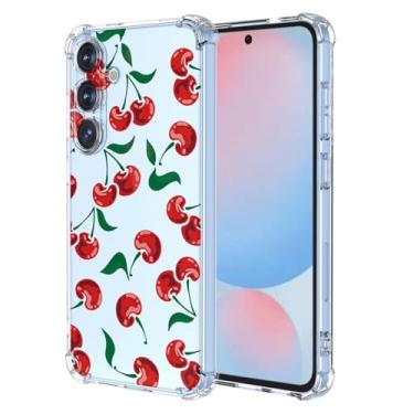 Imagem de RRXSYXL Capa para Samsung Galaxy A56 5G com estampa floral transparente, capa macia à prova de choque para Samsung A56 5G (cereja)