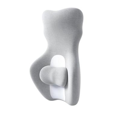 Imagem de harayaa Almofada de apoio para cintura, almofada para cadeira, de assento compacta multiuso, de apoio para costas altas para cadeira gamer, Light Gray a