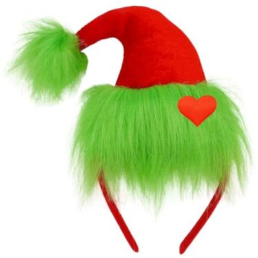 Imagem de FHAEIOS Green Furry Christmas Headband for Women Santa Hat Headband Xmas Hair Accessories