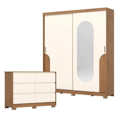 Imagem de Guarda Roupa Solteiro Talles E Cômoda Ravenna Nature Off White - Henn 